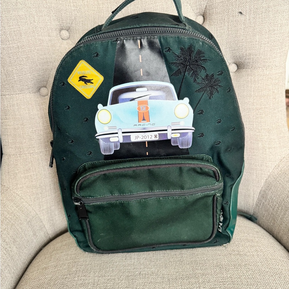 Premier Green Kids Backpack with Car Design